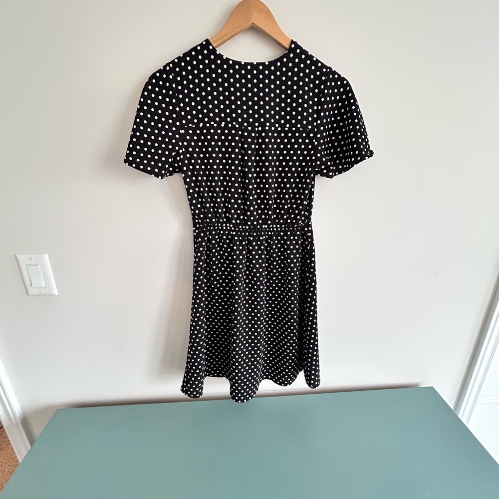 Monteau Black and White Polka Dot Mini Dress - Picture 9 of 11